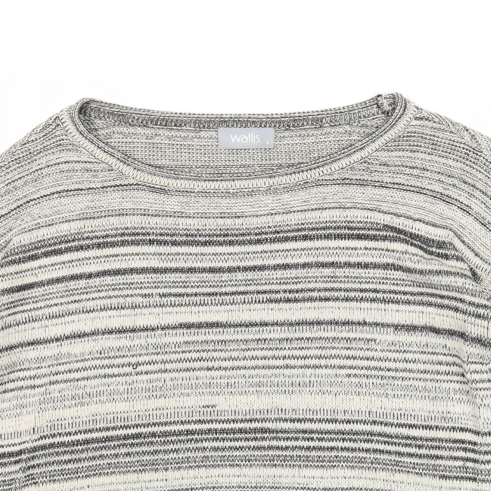 Wallis Womens Beige Scoop Neck Striped Acrylic Pullover Jumper Size S