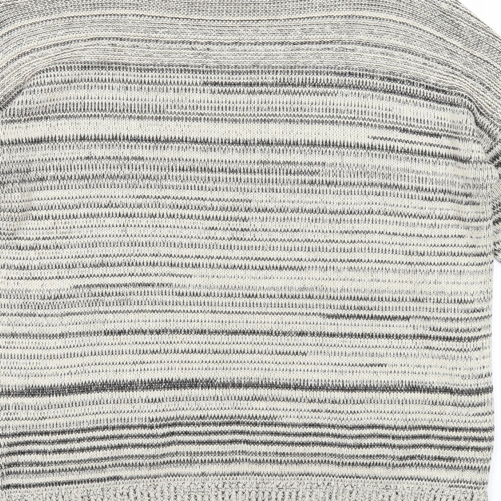 Wallis Womens Beige Scoop Neck Striped Acrylic Pullover Jumper Size S