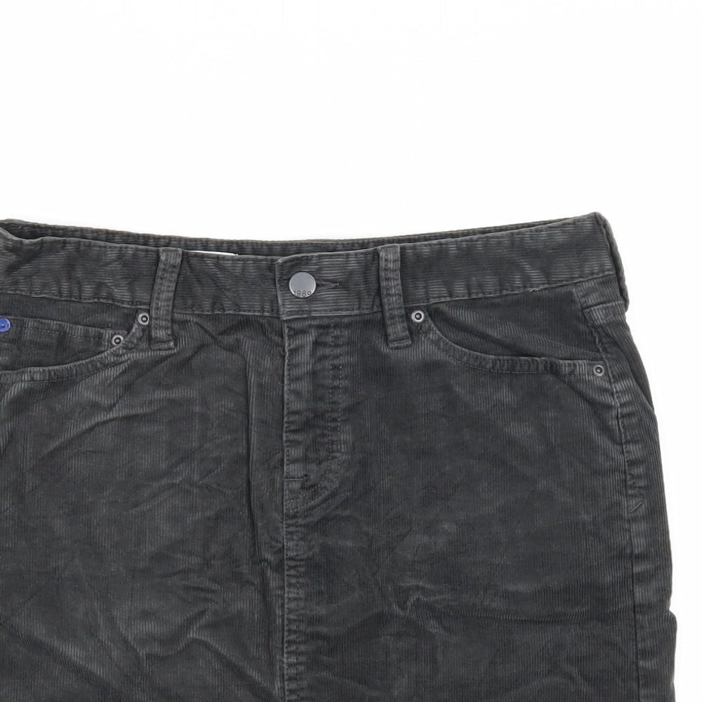 Gap Womens Black Cotton A-Line Skirt Size 6 Zip
