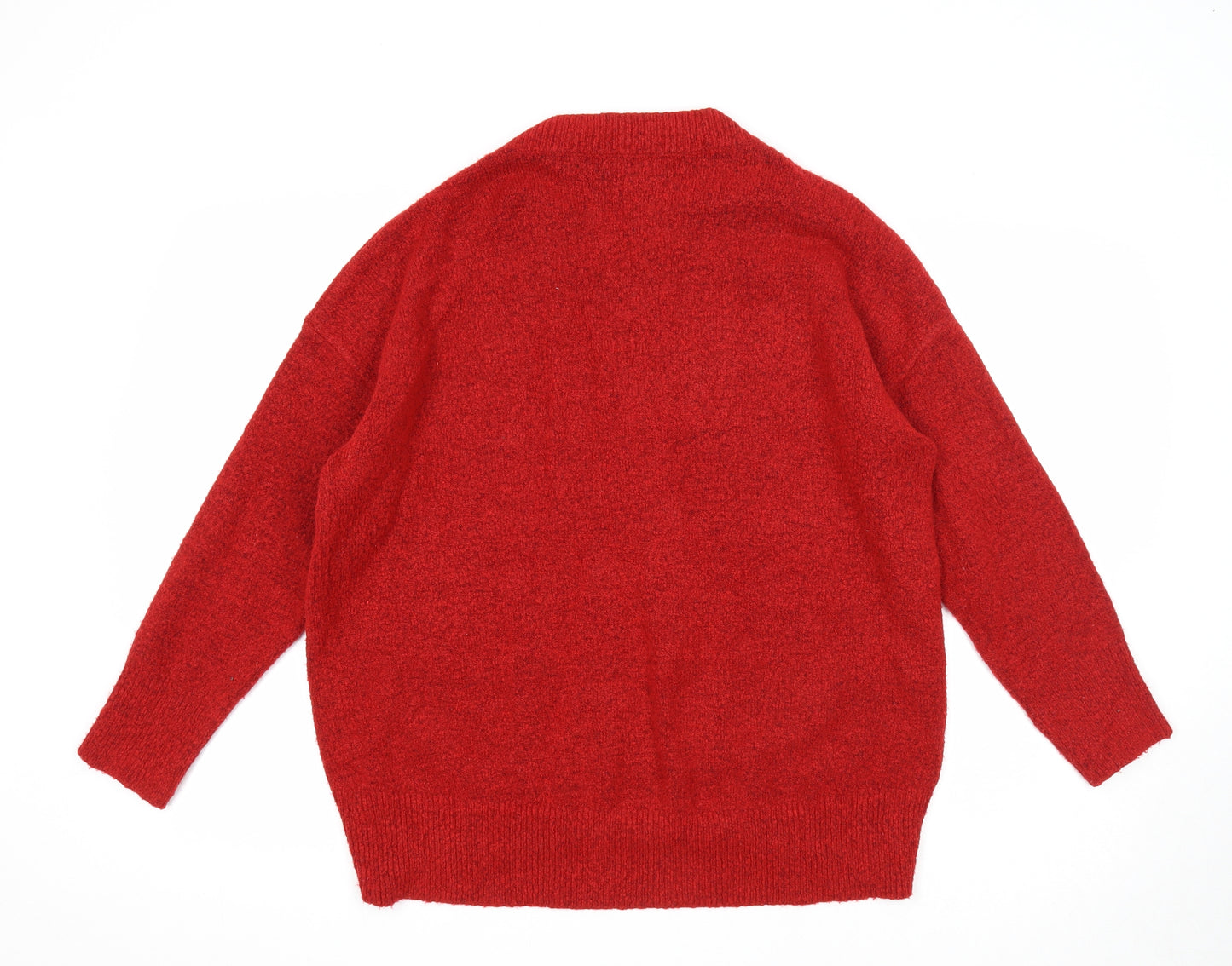 Primark Womens Red Round Neck Acrylic Pullover Jumper Size 12 - Size 12-14