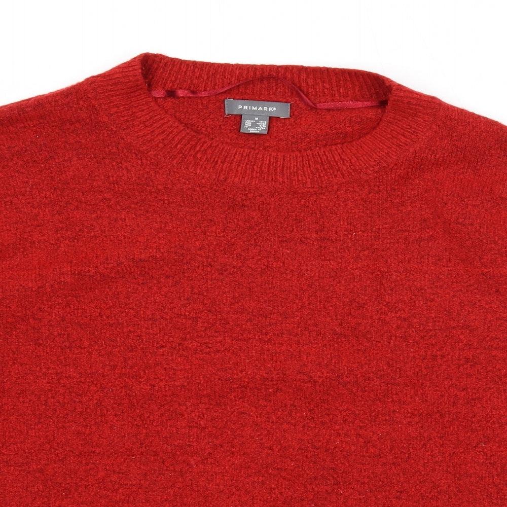 Primark Womens Red Round Neck Acrylic Pullover Jumper Size 12 - Size 12-14