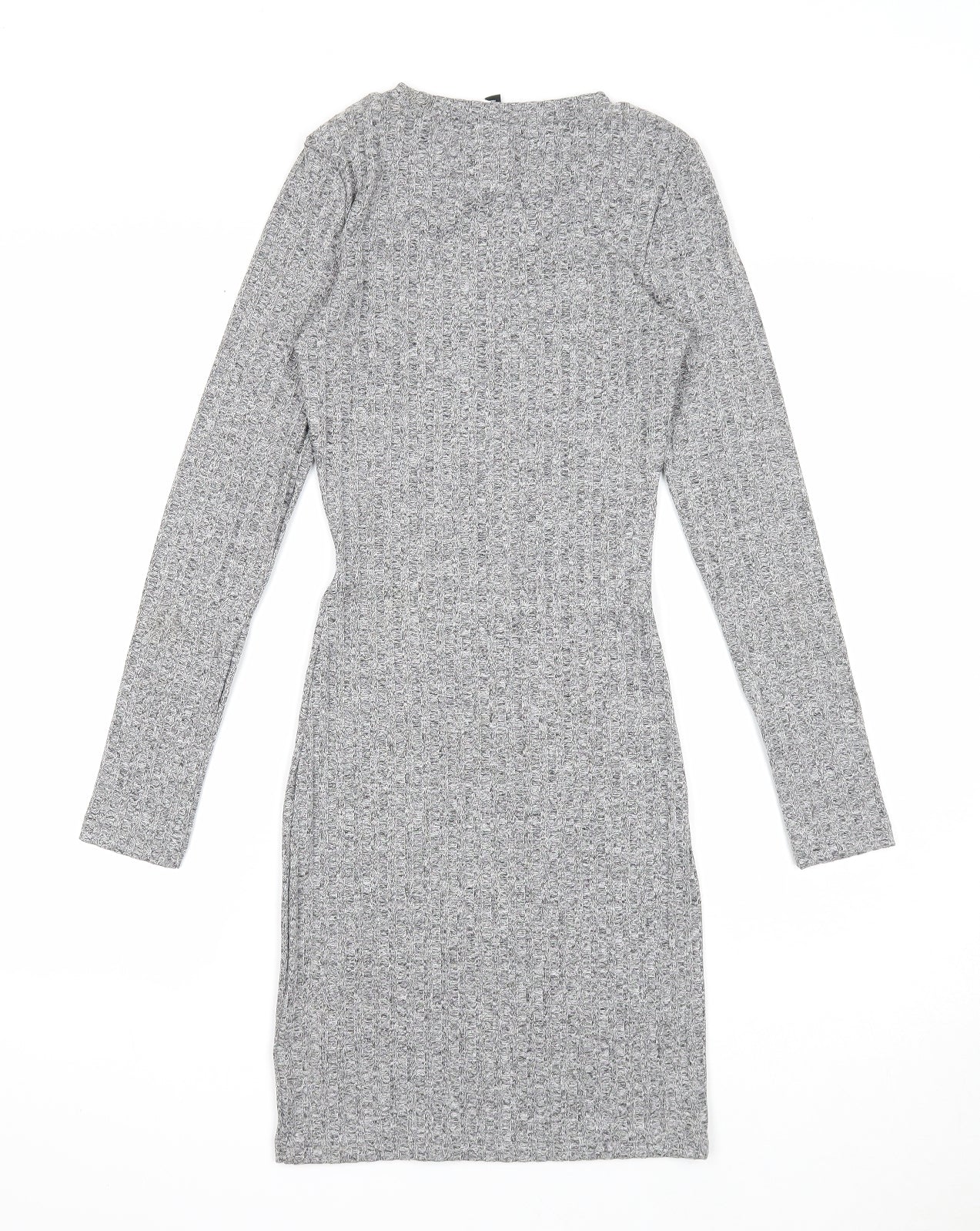 Divided Womens Grey Polyester Bodycon Size 6 Round Neck Pullover