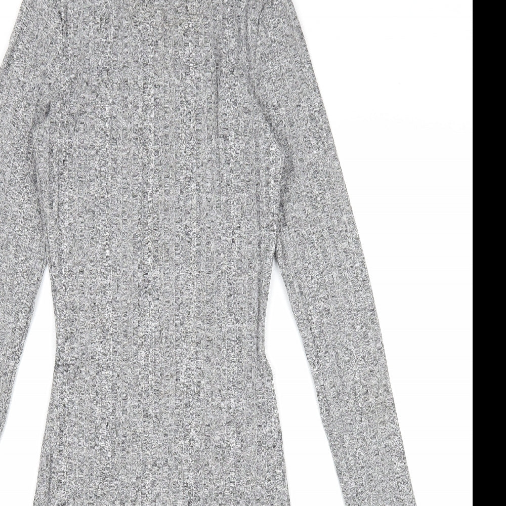 Divided Womens Grey Polyester Bodycon Size 6 Round Neck Pullover