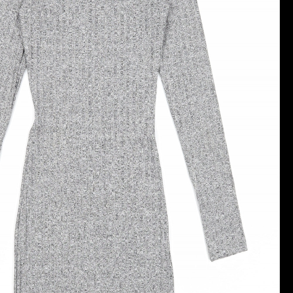 Divided Womens Grey Polyester Bodycon Size 6 Round Neck Pullover