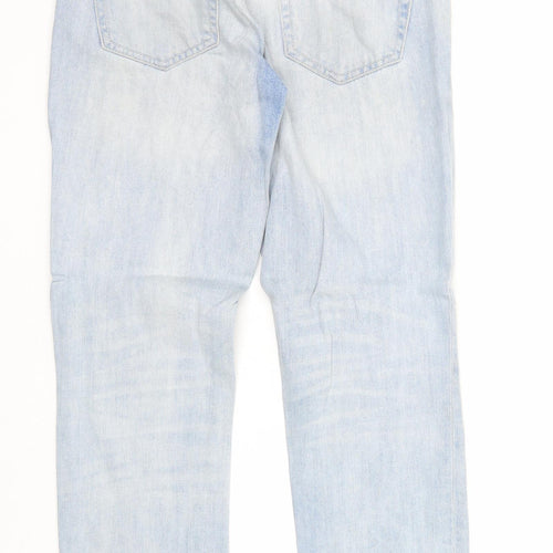 Mango Womens Blue Cotton Straight Jeans Size 4 Regular Zip