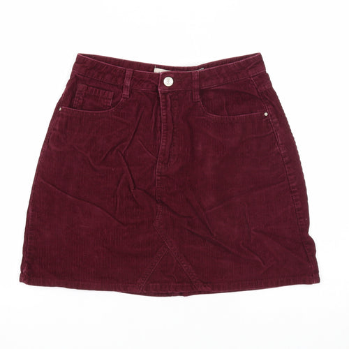 Denim & Co. Womens Purple Cotton A-Line Skirt Size 8 Zip