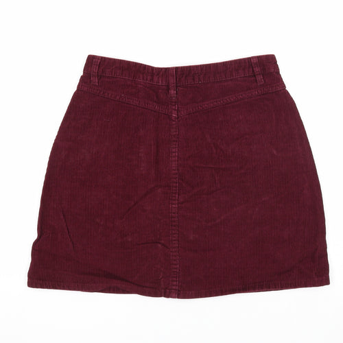 Denim & Co. Womens Purple Cotton A-Line Skirt Size 8 Zip