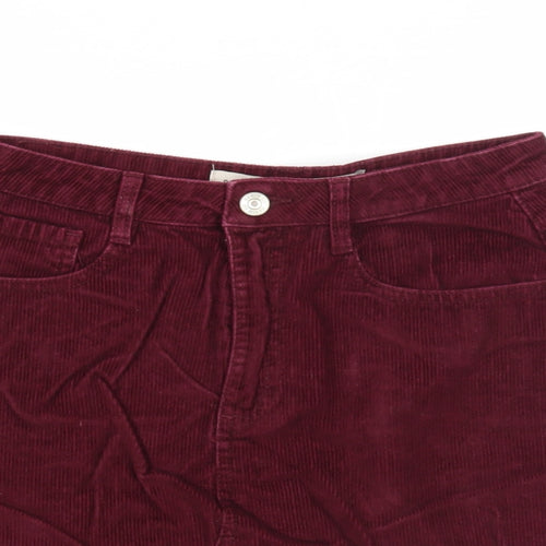 Denim & Co. Womens Purple Cotton A-Line Skirt Size 8 Zip