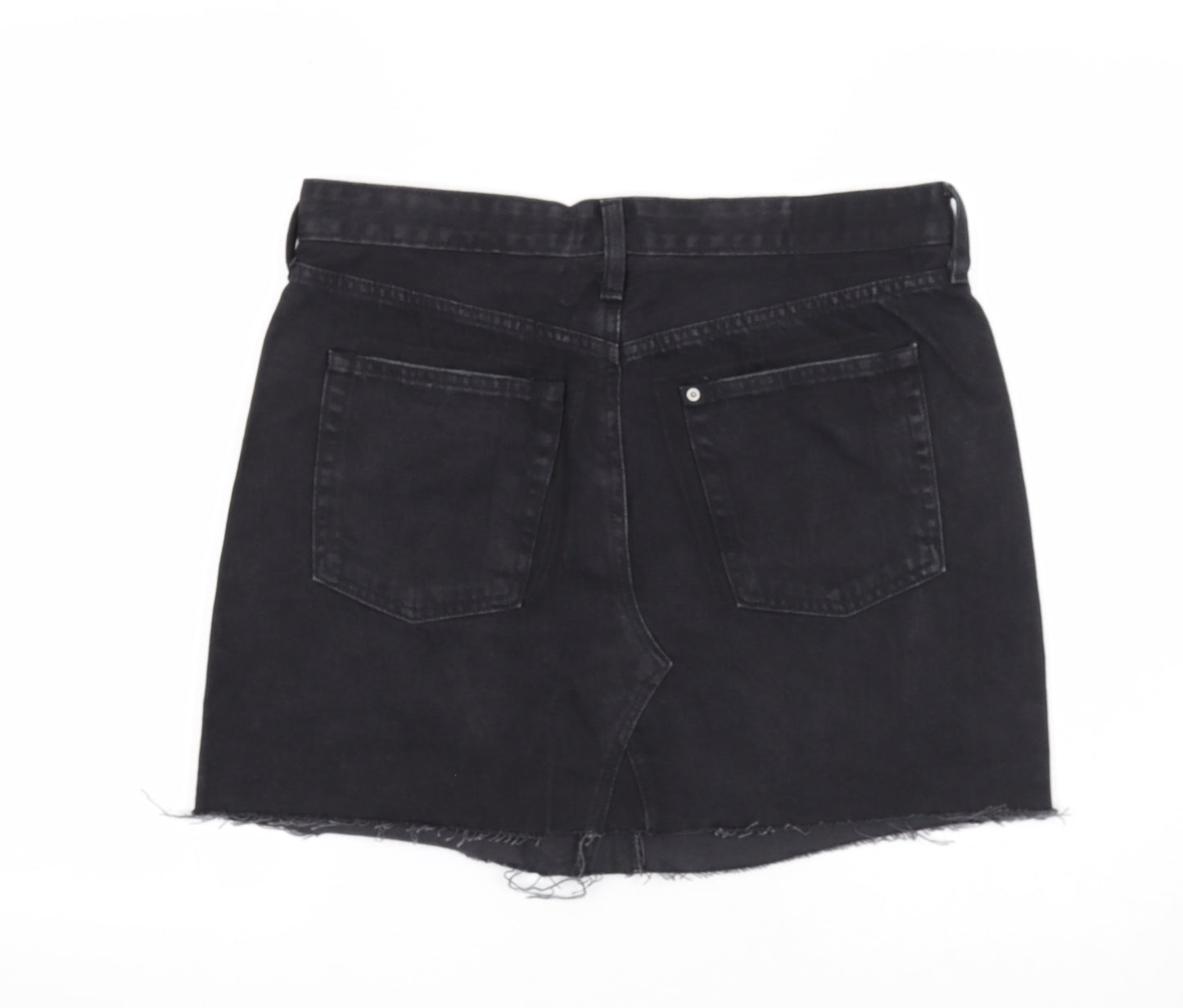H&M Womens Black Cotton A-Line Skirt Size 12 Zip