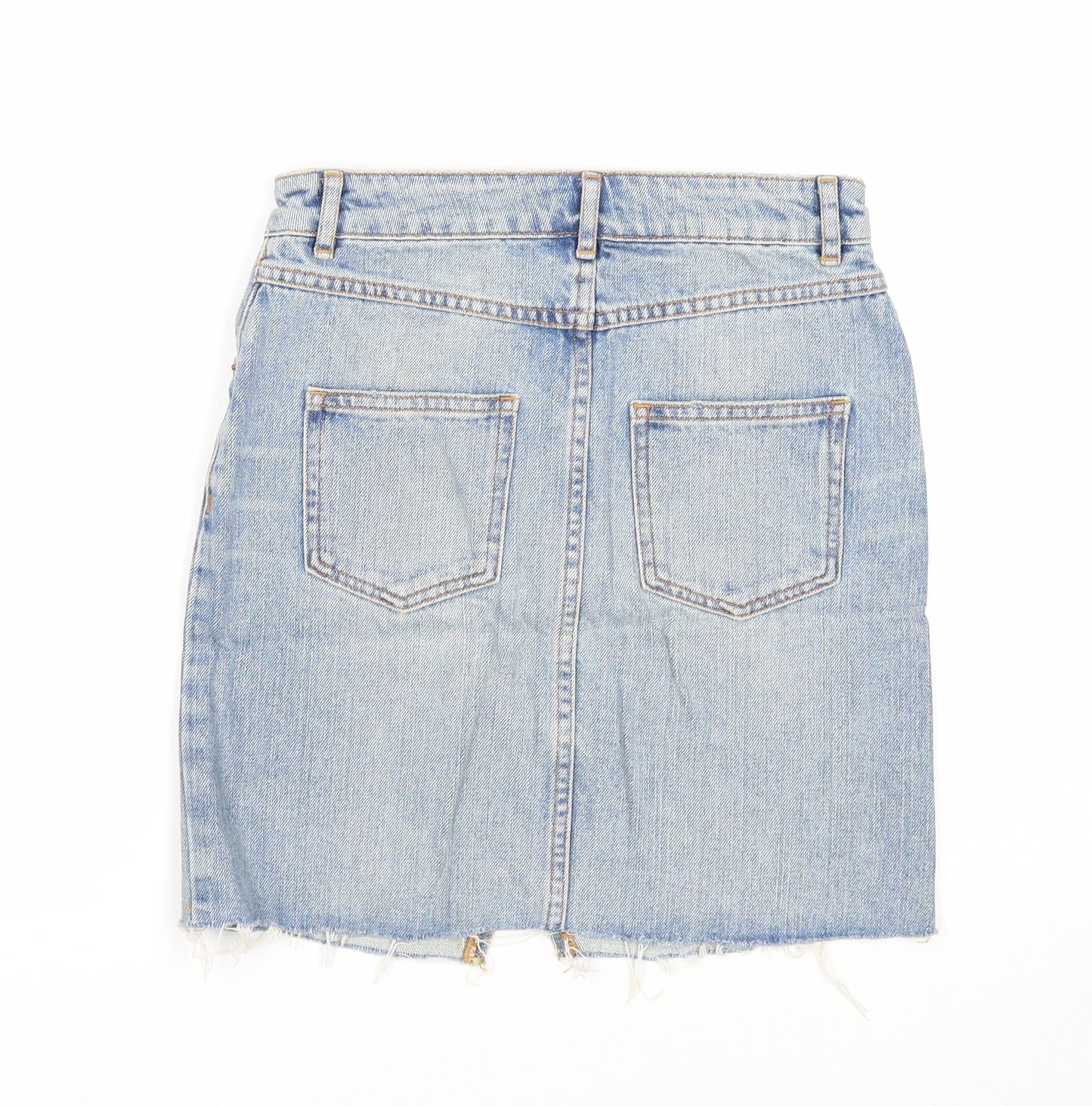 ASOS Womens Blue Cotton A-Line Skirt Size 4 Zip