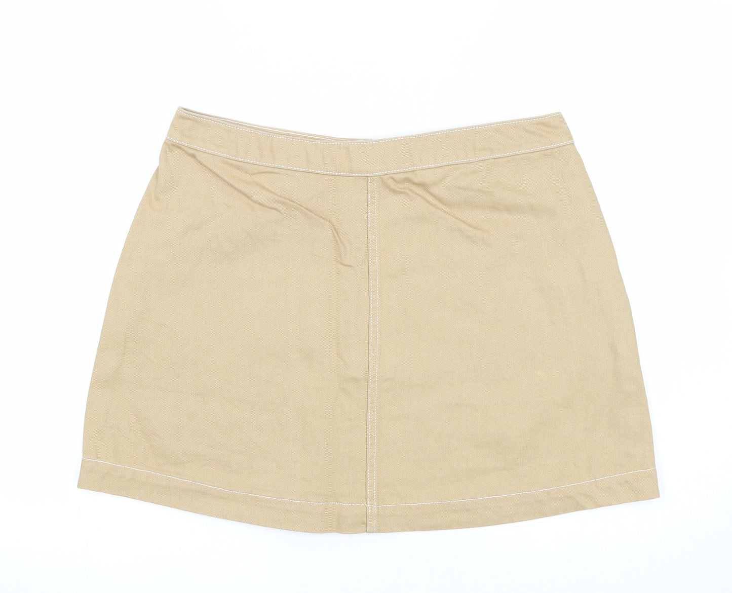 Weekday Womens Beige Cotton A-Line Skirt Size 14 Zip