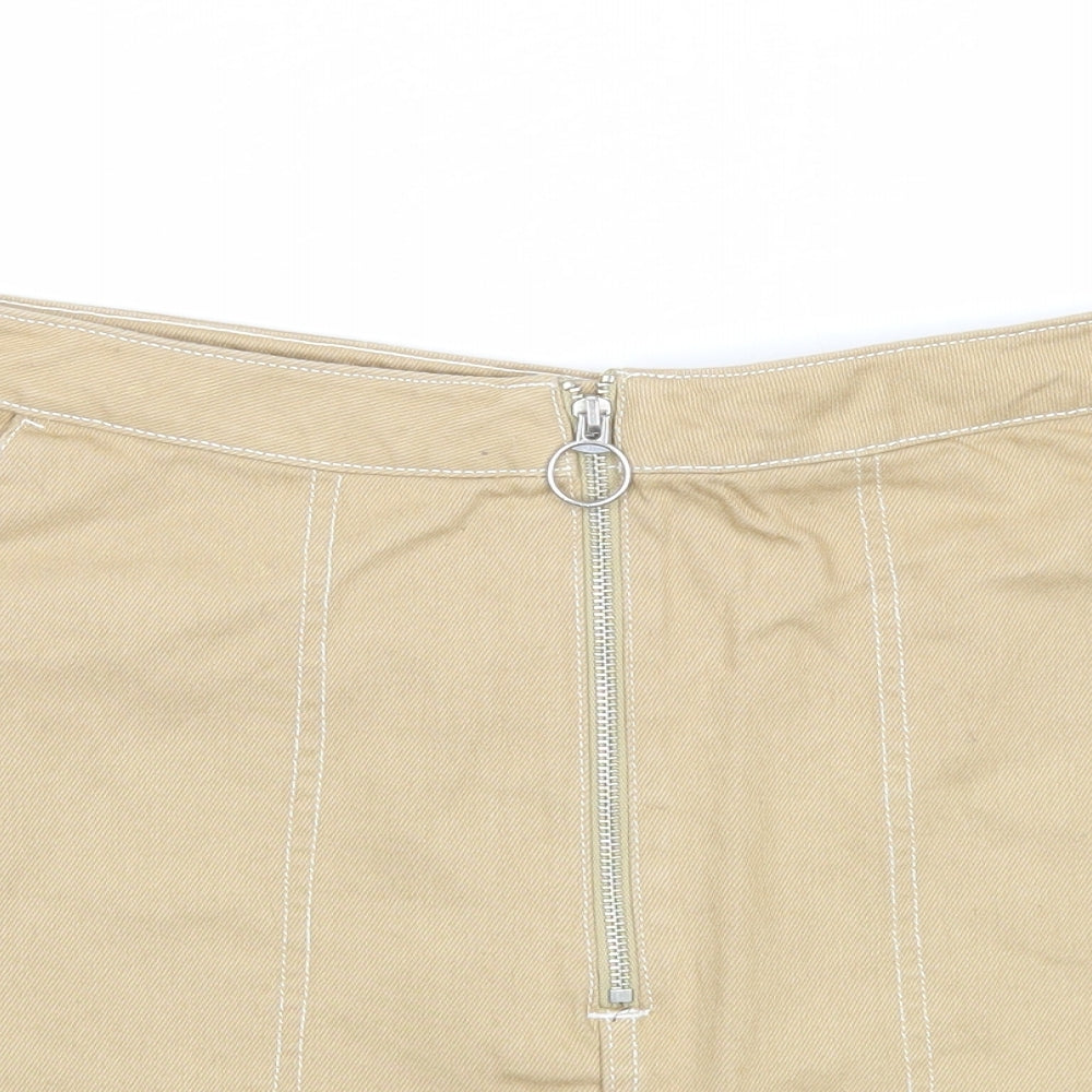 Weekday Womens Beige Cotton A-Line Skirt Size 14 Zip