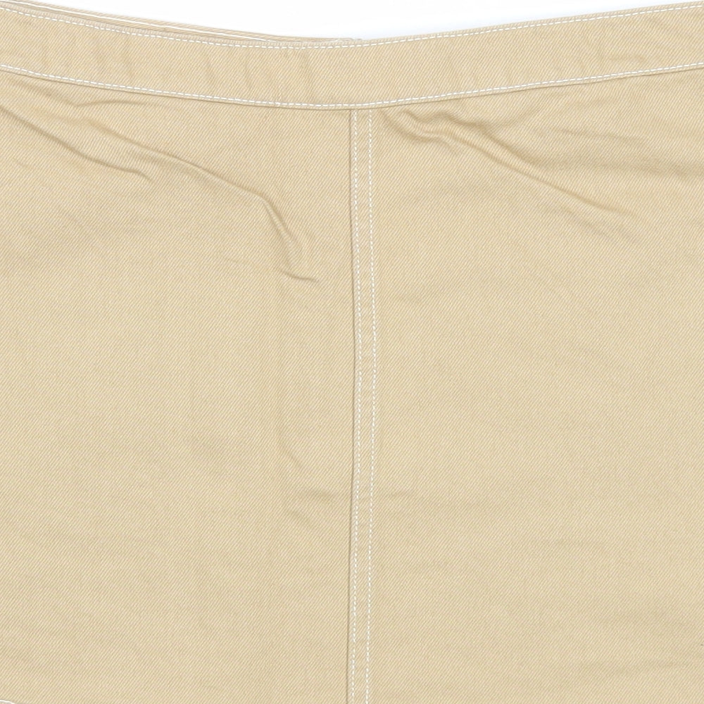 Weekday Womens Beige Cotton A-Line Skirt Size 14 Zip