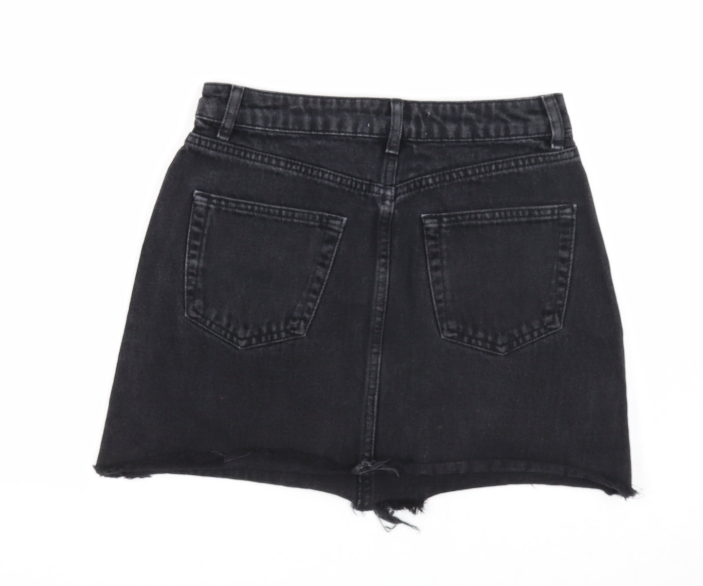 Denim & Co. Womens Black Cotton Mini Skirt Size 8 Zip