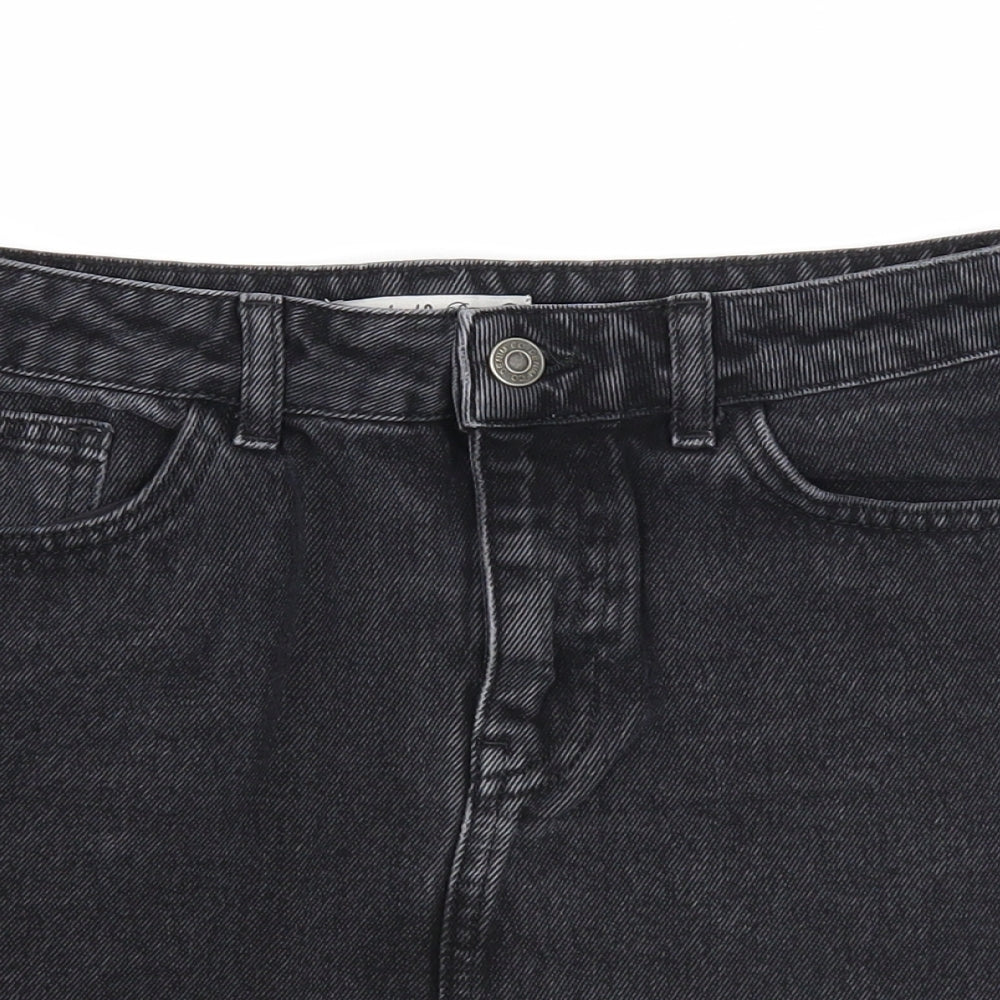 Denim & Co. Womens Black Cotton Mini Skirt Size 8 Zip