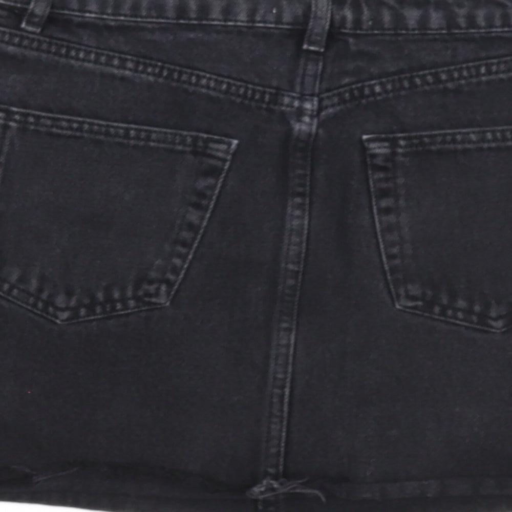 Denim & Co. Womens Black Cotton Mini Skirt Size 8 Zip