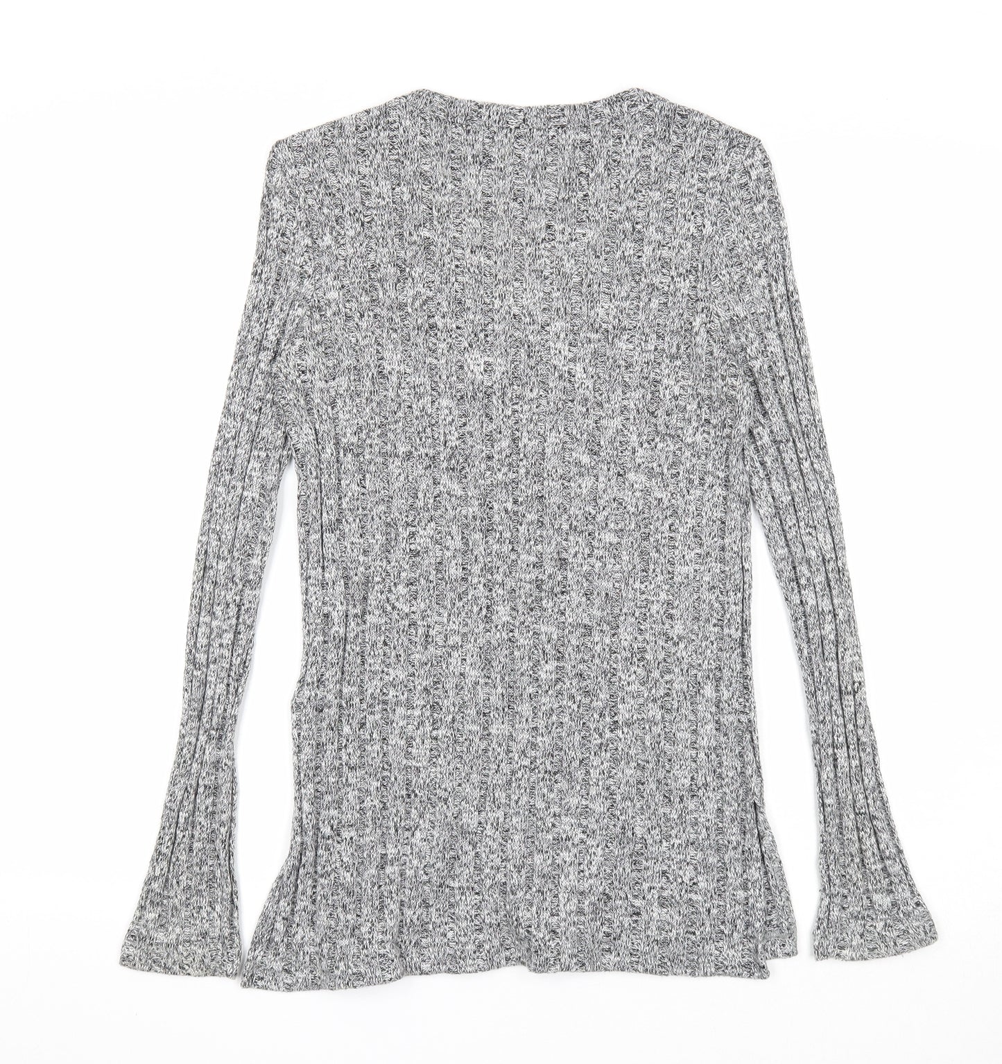Topshop Womens Grey V-Neck Acrylic Pullover Jumper Size 6