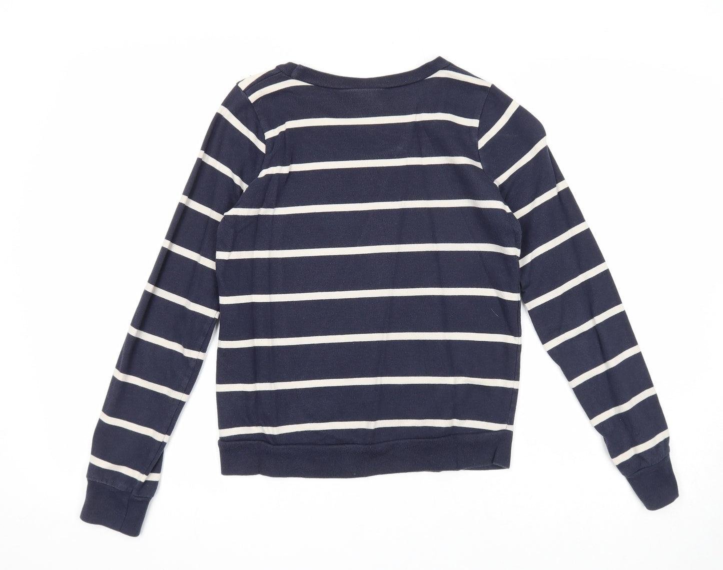 Topshop Womens Blue Striped Cotton Pullover Sweatshirt Size 6 Pullover