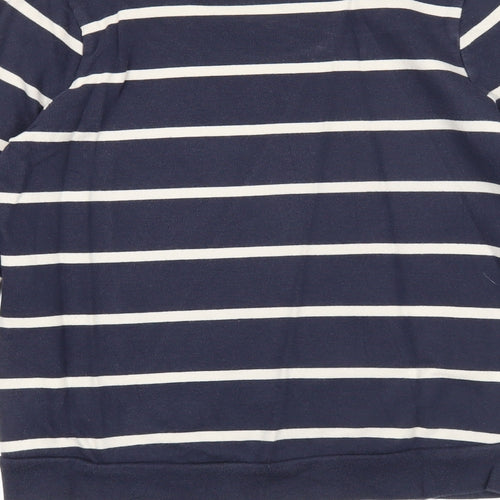 Topshop Womens Blue Striped Cotton Pullover Sweatshirt Size 6 Pullover