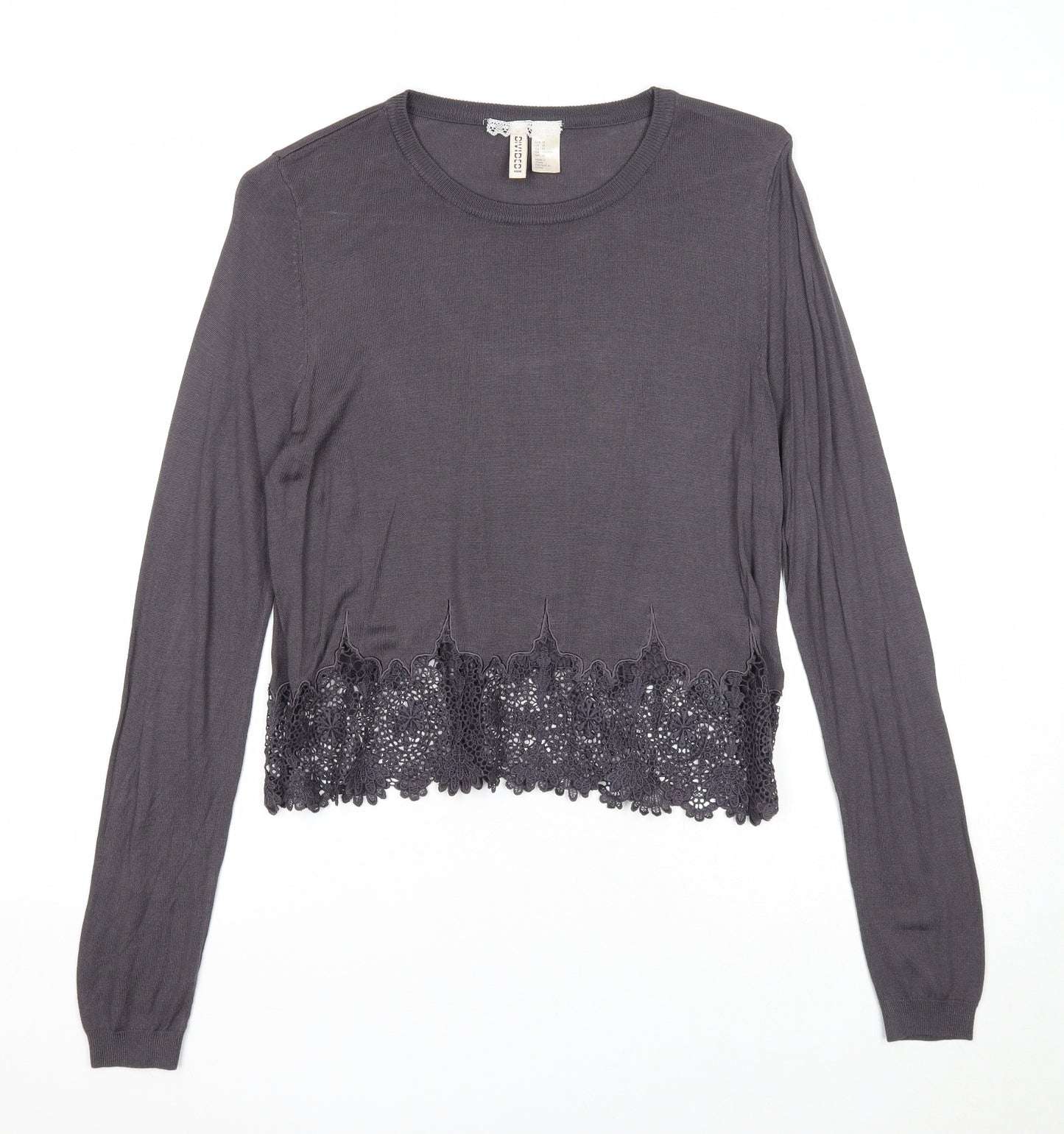 Divided Womens Grey Scoop Neck Polyester Pullover Jumper Size M