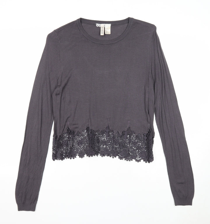 Divided Womens Grey Scoop Neck Polyester Pullover Jumper Size M