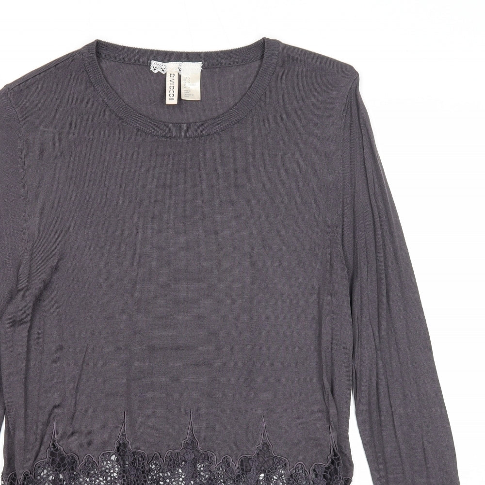 Divided Womens Grey Scoop Neck Polyester Pullover Jumper Size M