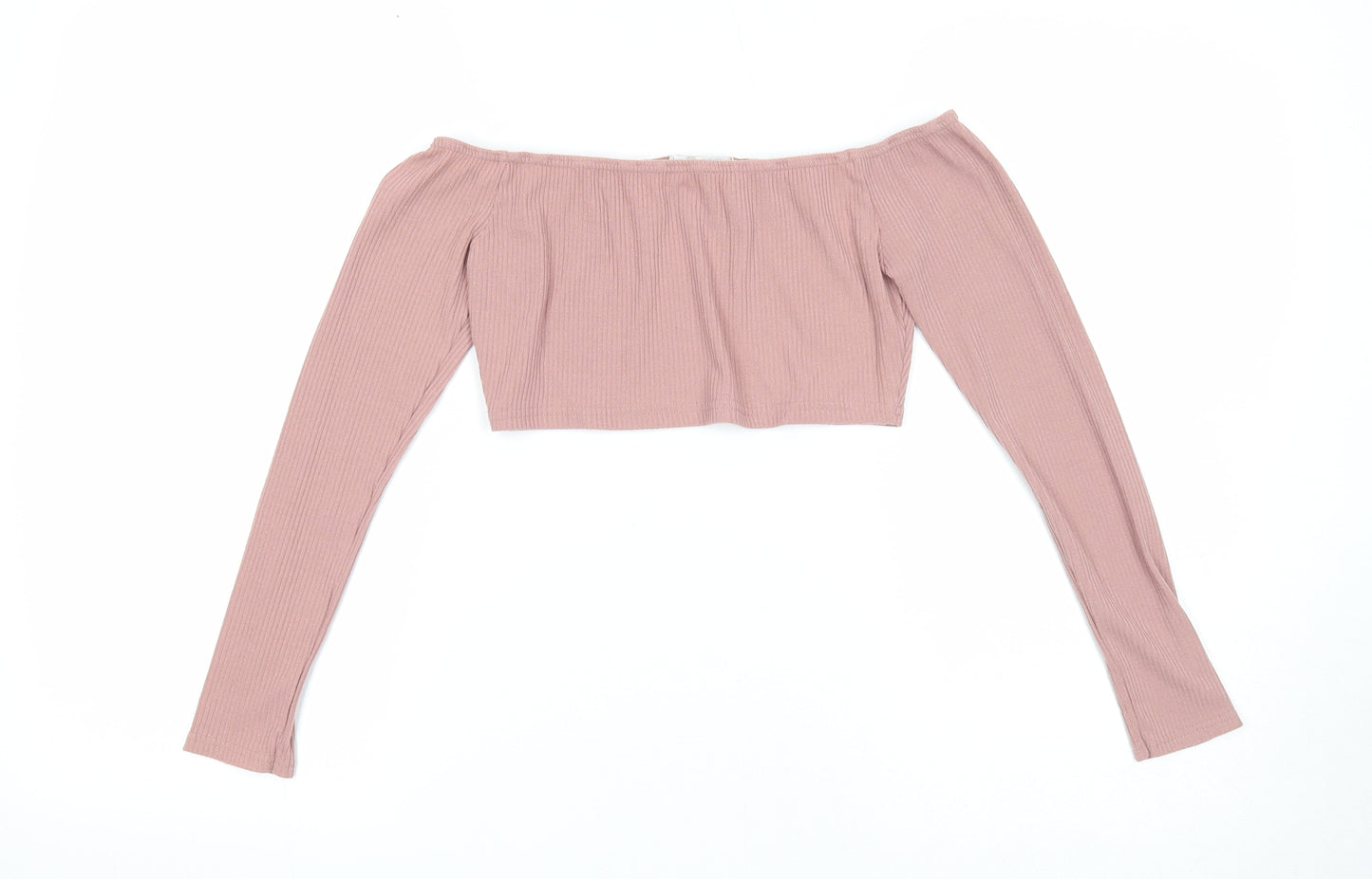 In the Style Womens Pink Viscose Cropped T-Shirt Size 8 Boat Neck