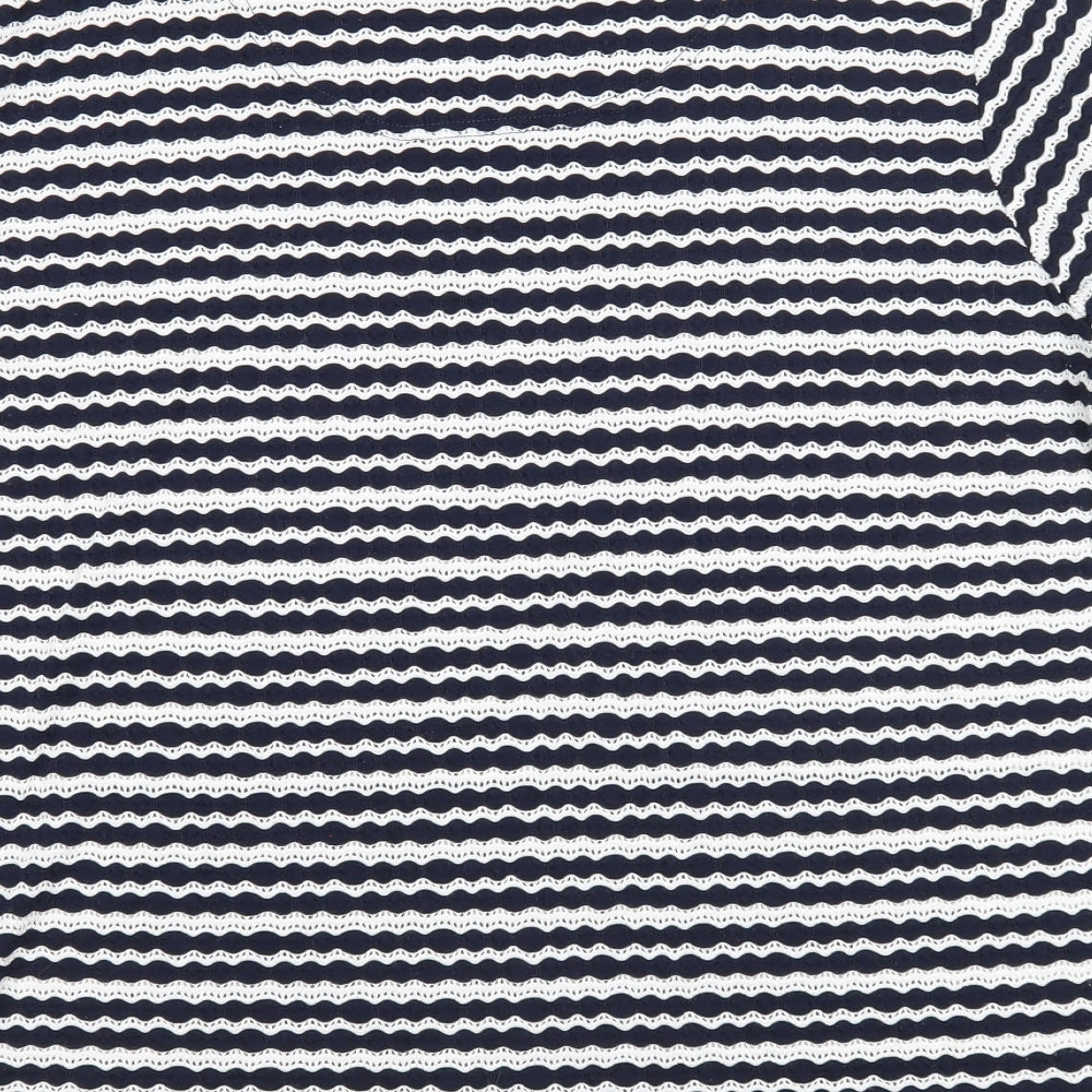 EWM Womens Blue Striped Polyester Basic T-Shirt Size 18 Round Neck - Size 18-20