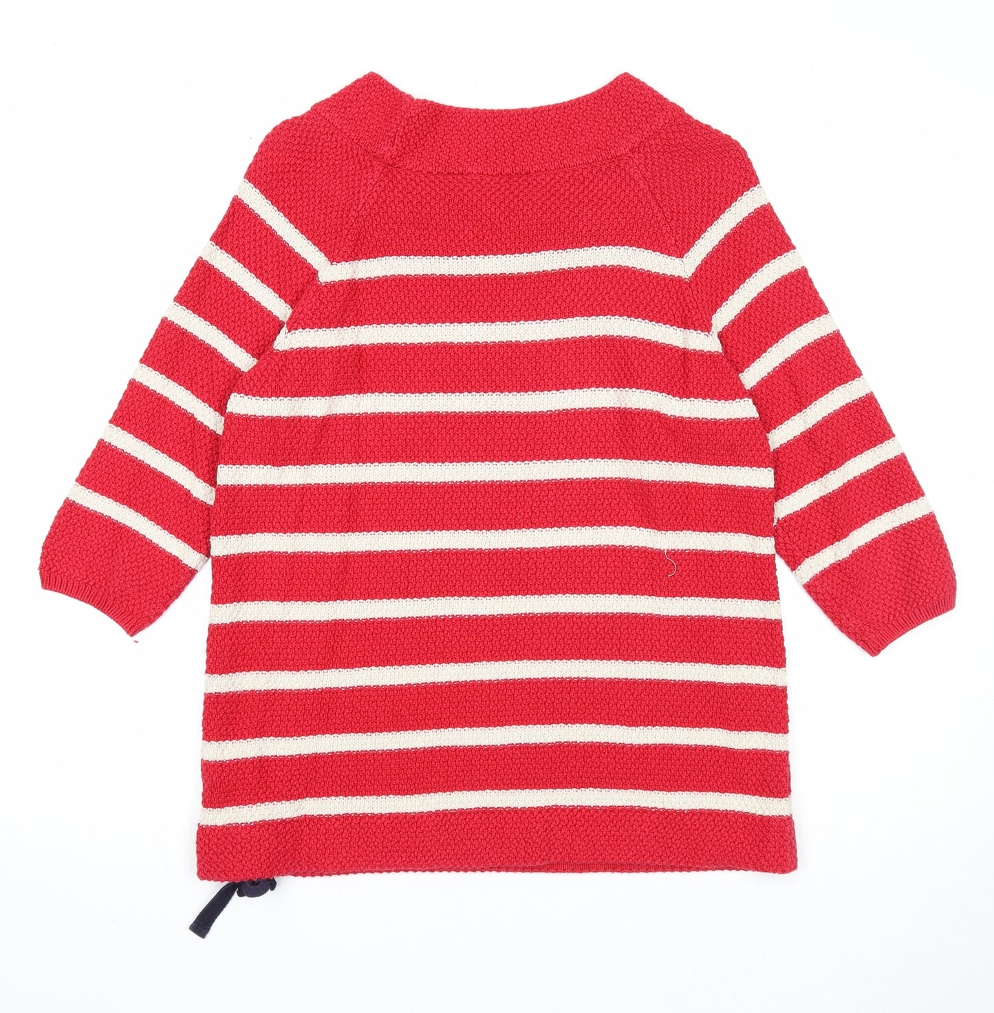 Per Una Womens Red Scoop Neck Striped Cotton Pullover Jumper Size 12