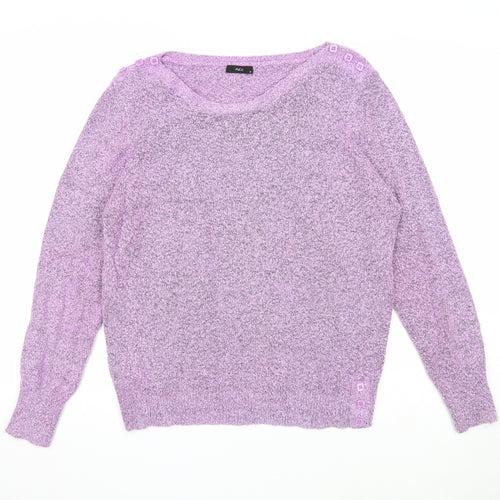M&Co Womens Purple Scoop Neck Acrylic Pullover Jumper Size 18