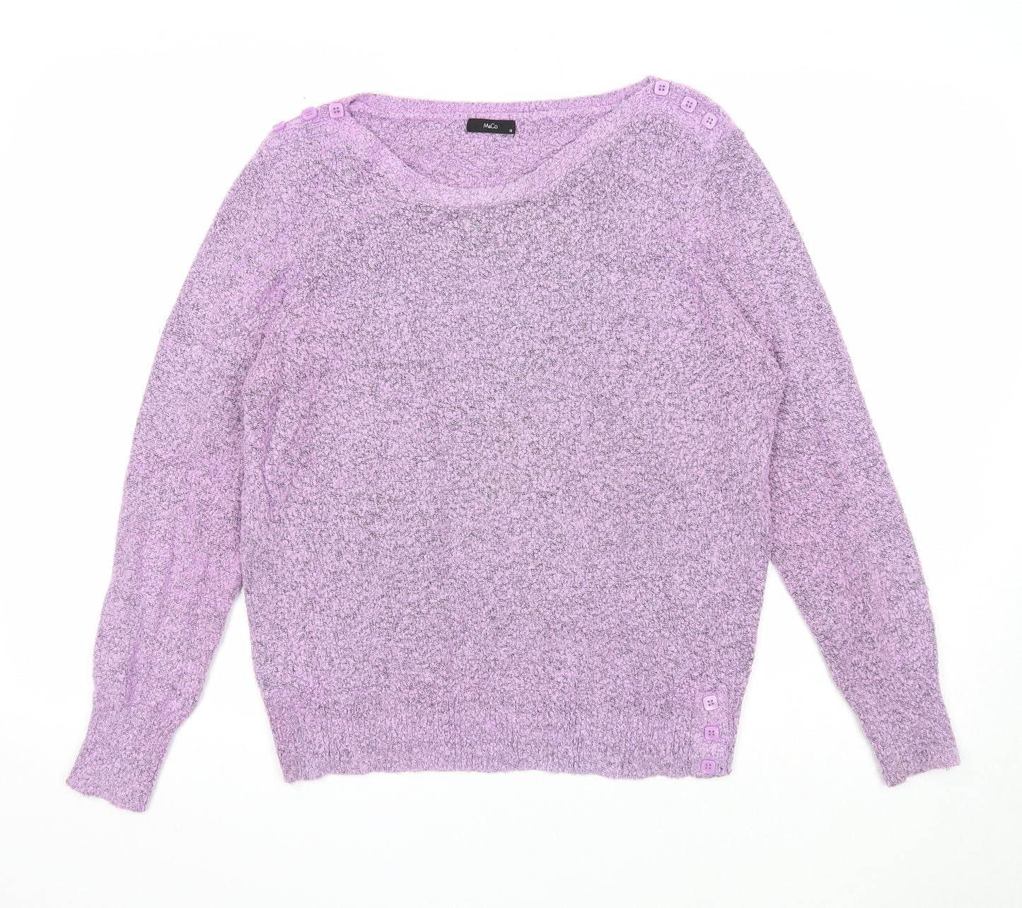 M&Co Womens Purple Scoop Neck Acrylic Pullover Jumper Size 18