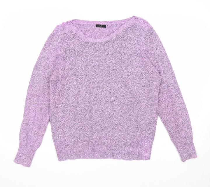 M&Co Womens Purple Scoop Neck Acrylic Pullover Jumper Size 18