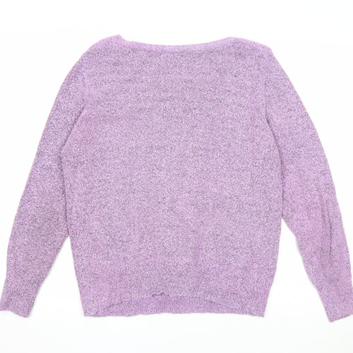 M&Co Womens Purple Scoop Neck Acrylic Pullover Jumper Size 18
