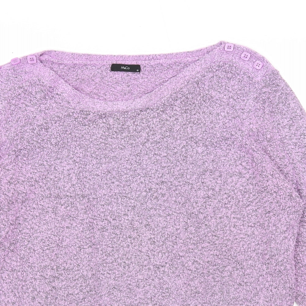 M&Co Womens Purple Scoop Neck Acrylic Pullover Jumper Size 18