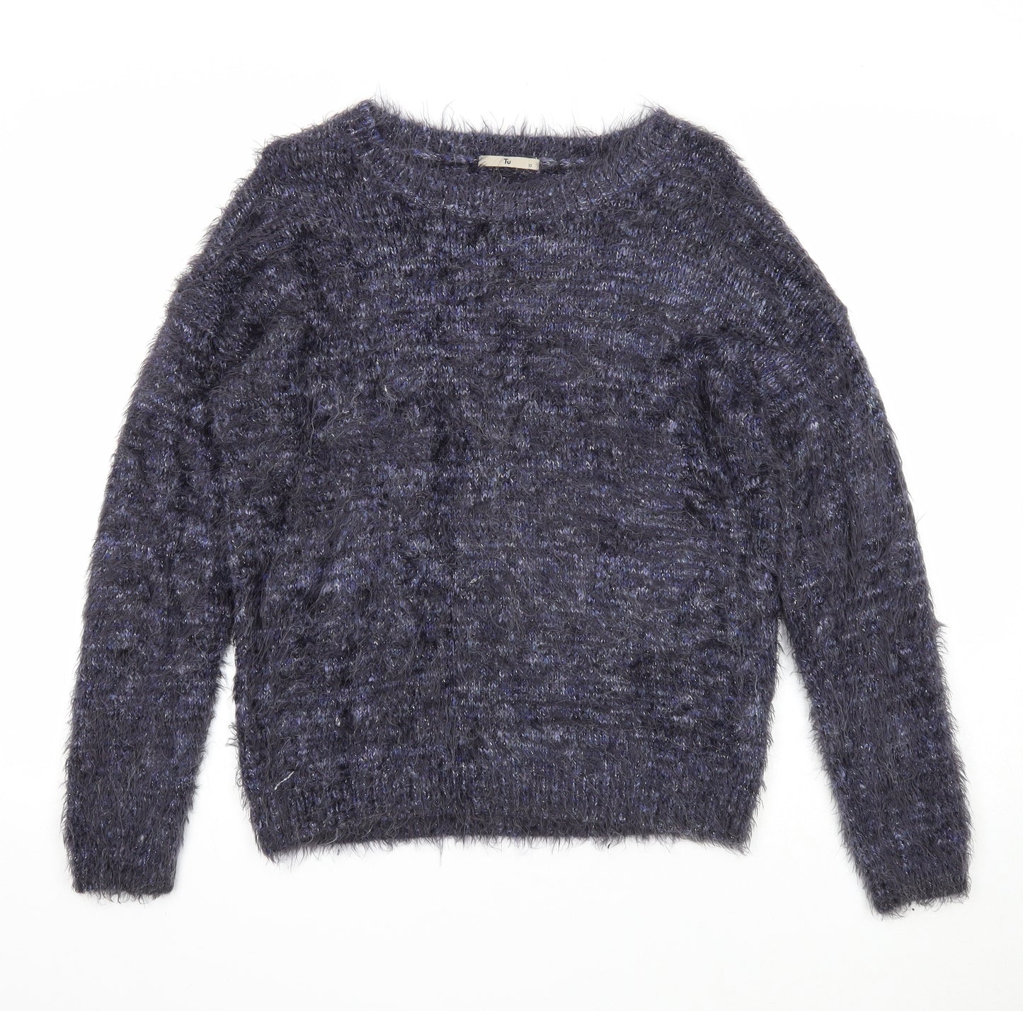 TU Womens Blue Round Neck Polyamide Pullover Jumper Size 10