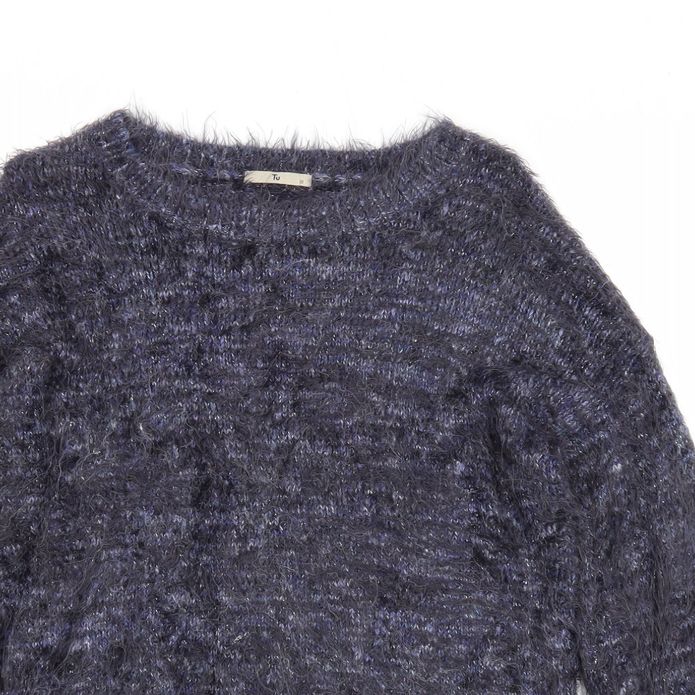 TU Womens Blue Round Neck Polyamide Pullover Jumper Size 10