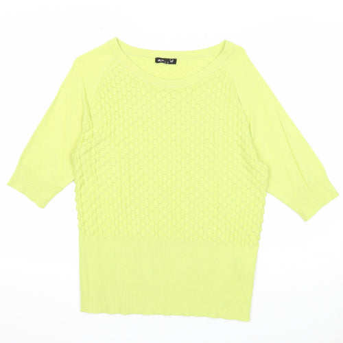 Marble Womens Green Round Neck Viscose Pullover Jumper Size 14