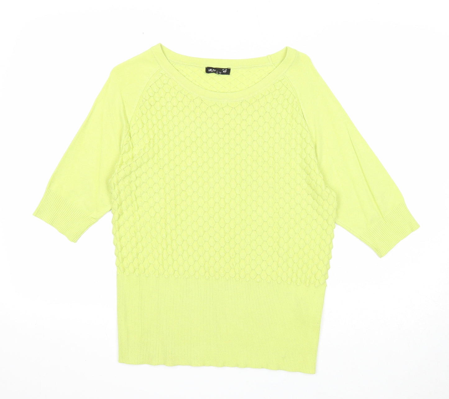 Marble Womens Green Round Neck Viscose Pullover Jumper Size 14