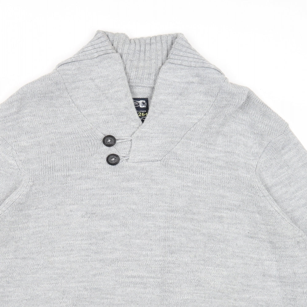 River Island Womens Grey V-Neck Acrylic Pullover Jumper Size XL