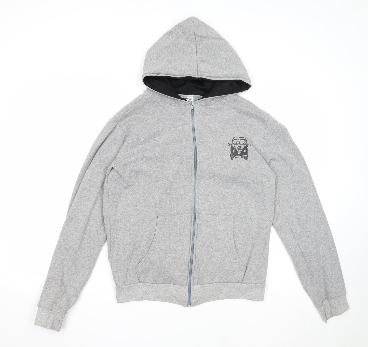 Essentials Mens Grey Polyester Full Zip Hoodie Size M