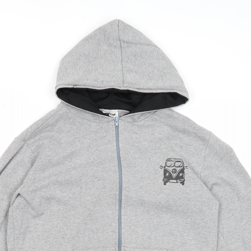 Essentials Mens Grey Polyester Full Zip Hoodie Size M