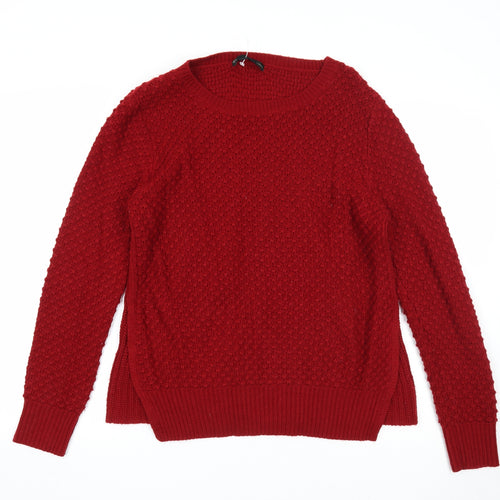 Sfera Womens Red Round Neck Acrylic Pullover Jumper Size L