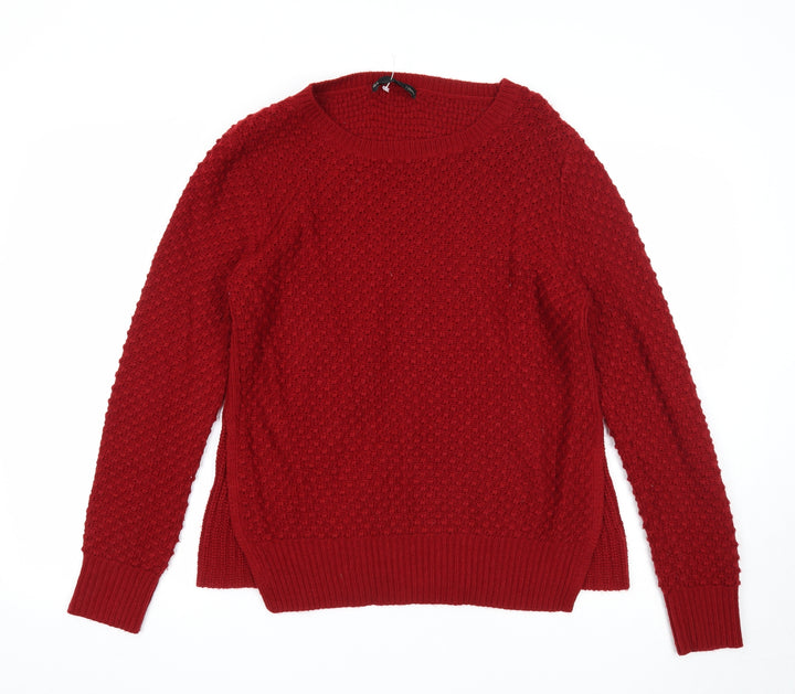 Sfera Womens Red Round Neck Acrylic Pullover Jumper Size L