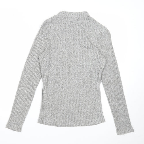 Atmosphere Womens Grey Mock Neck Cotton Pullover Jumper Size 14
