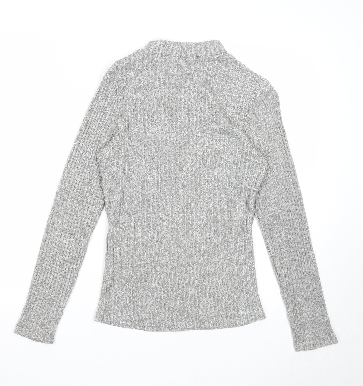 Atmosphere Womens Grey Mock Neck Cotton Pullover Jumper Size 14