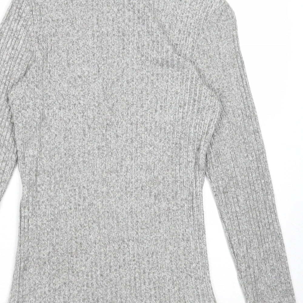 Atmosphere Womens Grey Mock Neck Cotton Pullover Jumper Size 14