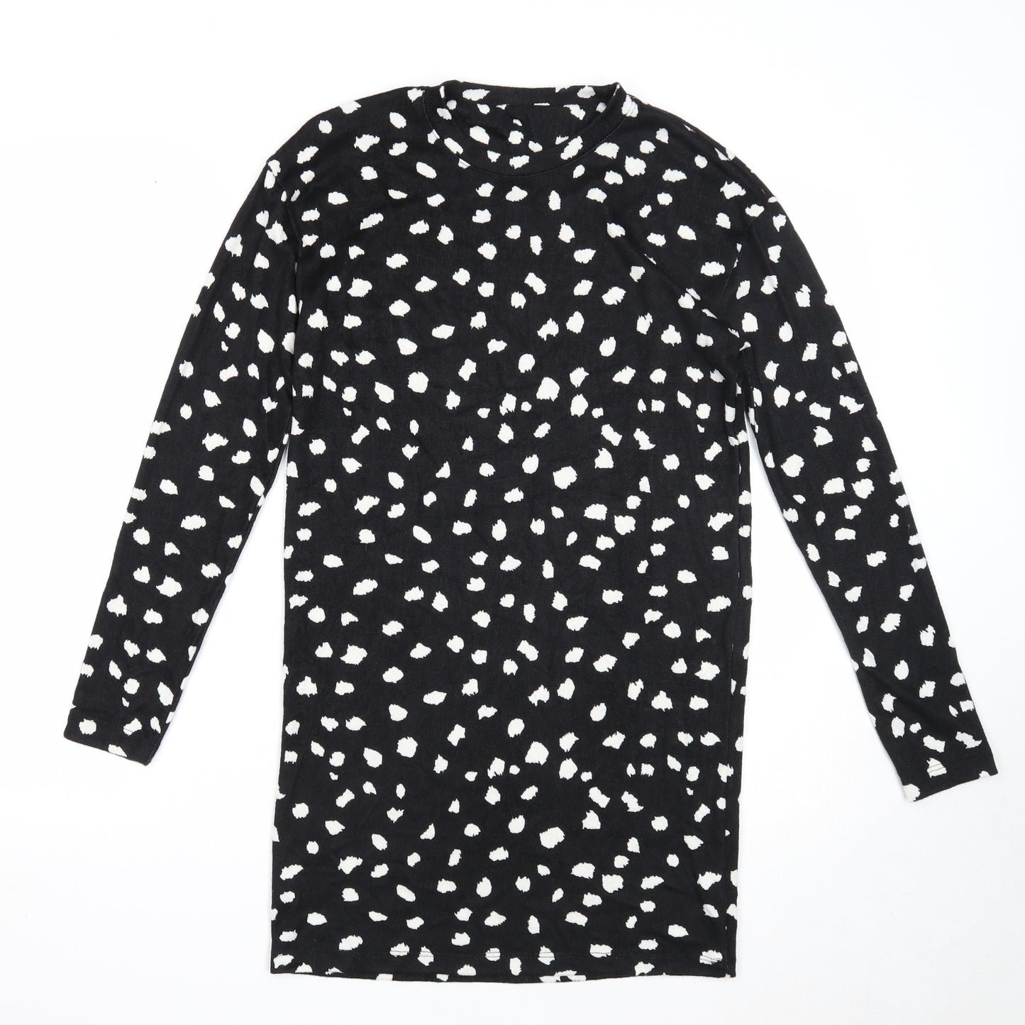 F&F Womens Black Geometric Polyester A-Line Size 6 Round Neck Pullover