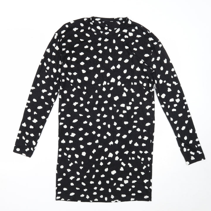 F&F Womens Black Geometric Polyester A-Line Size 6 Round Neck Pullover