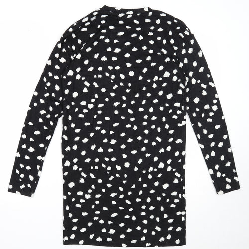 F&F Womens Black Geometric Polyester A-Line Size 6 Round Neck Pullover