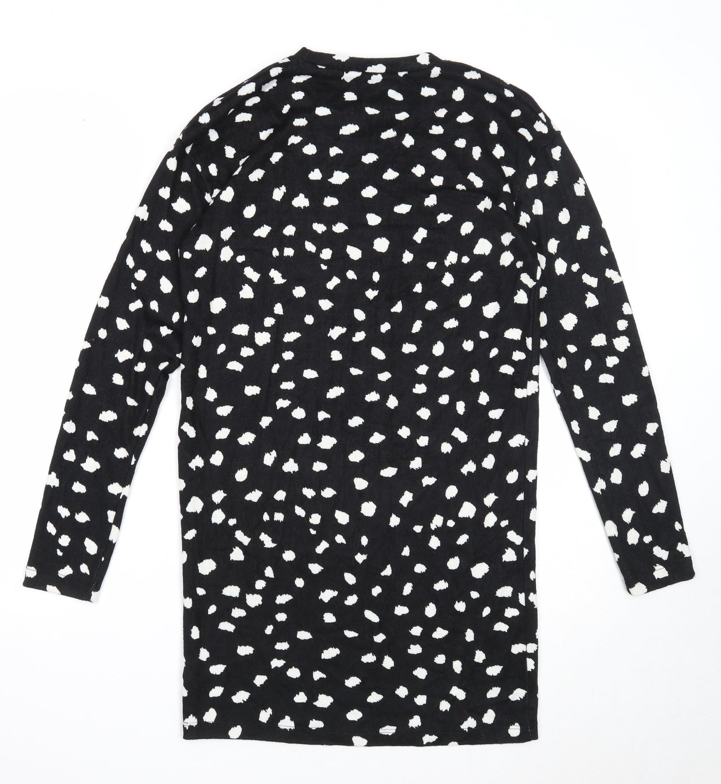 F&F Womens Black Geometric Polyester A-Line Size 6 Round Neck Pullover
